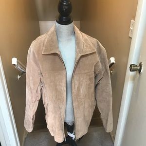 St John’s Bay Beige Leather World Map Jacket-SZ M